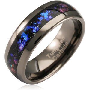 Engraved Personalized Gunmetal Tungsten Rings For Women Engagement Promise Band